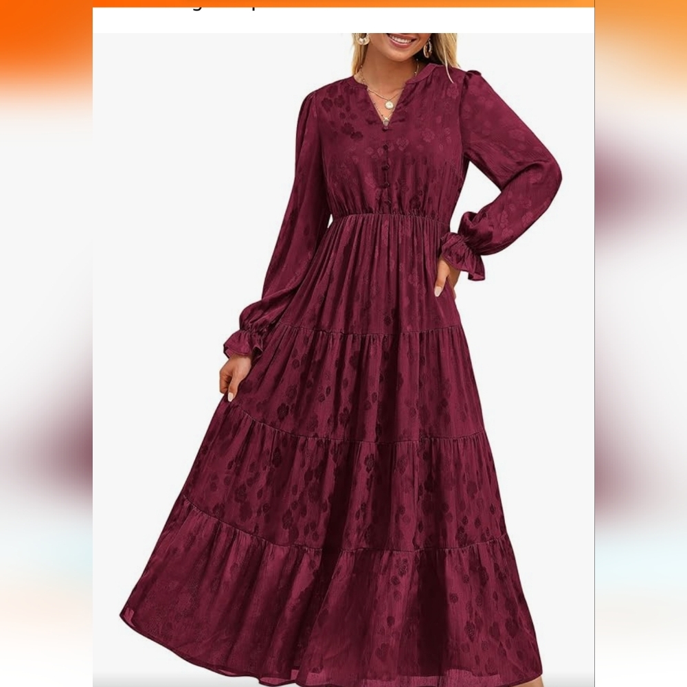 KIRUNDO Womens Fall Long Sleeve Maxi Dress